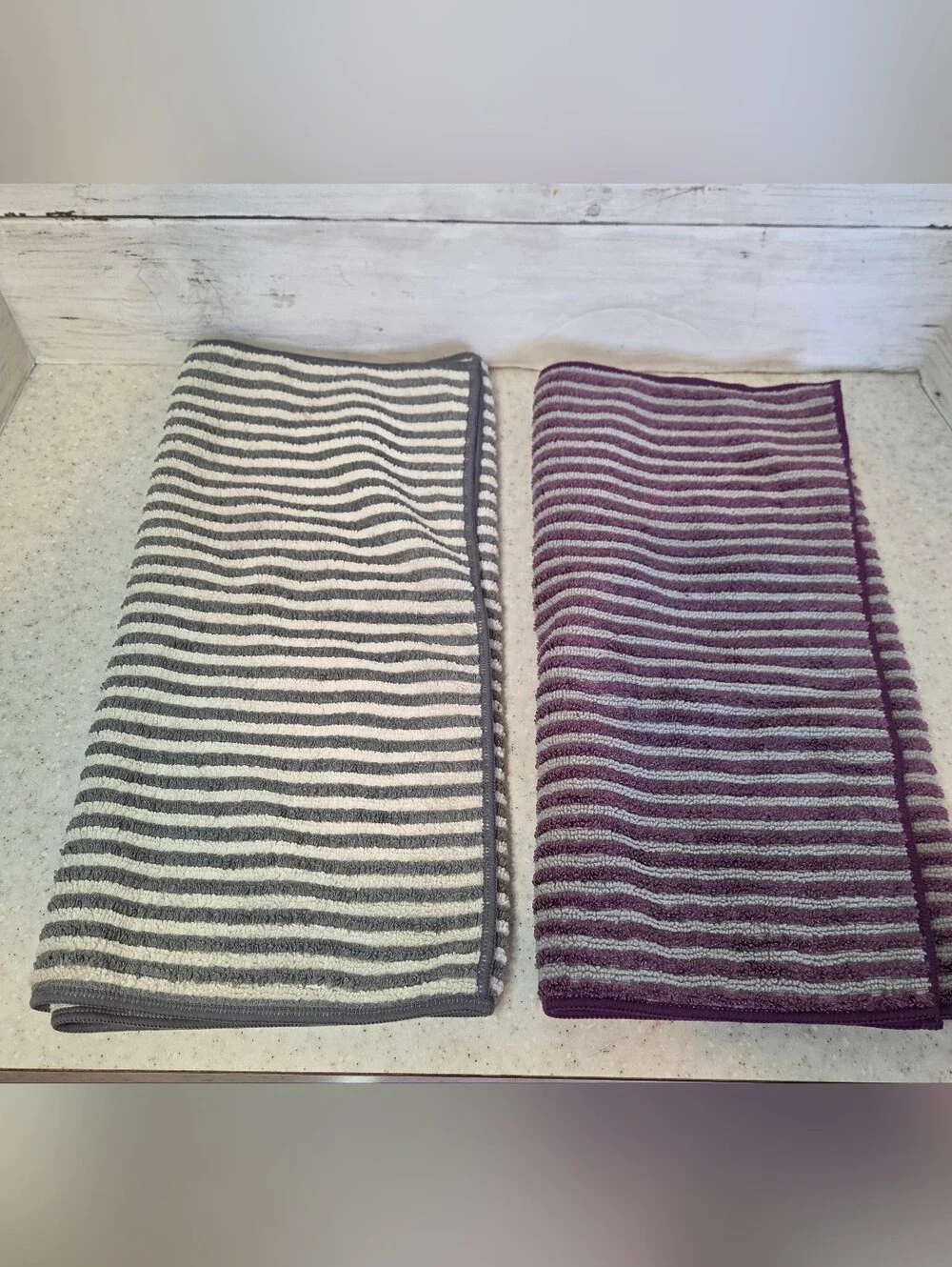 Norwex Body Cloth Hand Towel Set 2 Microfiber Bath Shower Purple Gray 14x27
